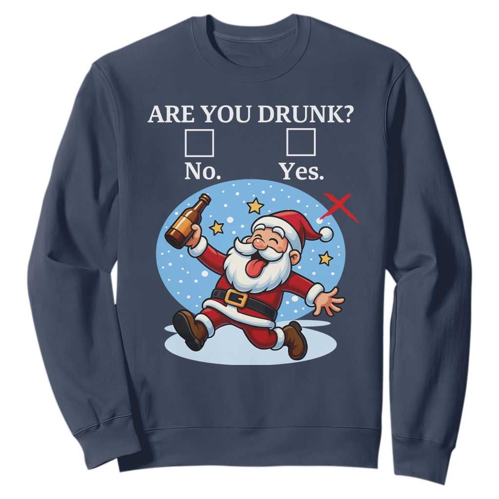 Funny Christmas Drinking Sweatshirt Are you Drunk Santa TS12 Navy Print Your Wear