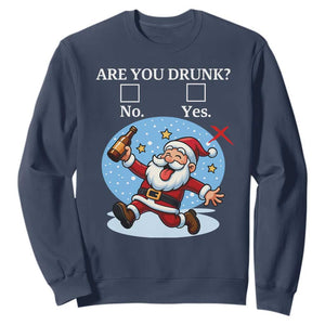 Funny Christmas Drinking Sweatshirt Are you Drunk Santa TS12 Navy Print Your Wear