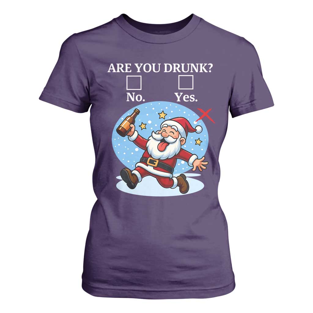 Funny Christmas Drinking T Shirt For Women Are you Drunk Santa TS12 Purple Print Your Wear