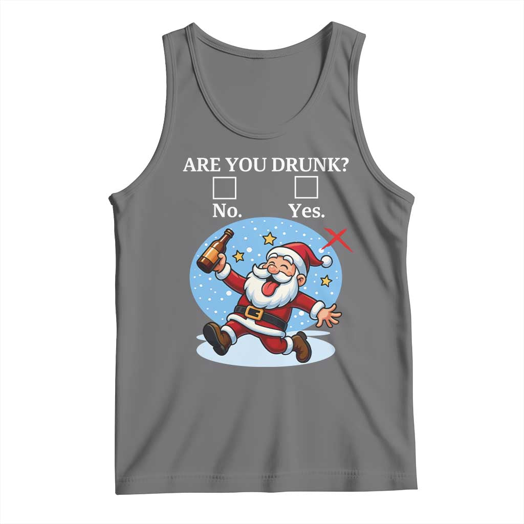 Funny Christmas Drinking Tank Top Are you Drunk Santa TS12 Black Heather Print Your Wear