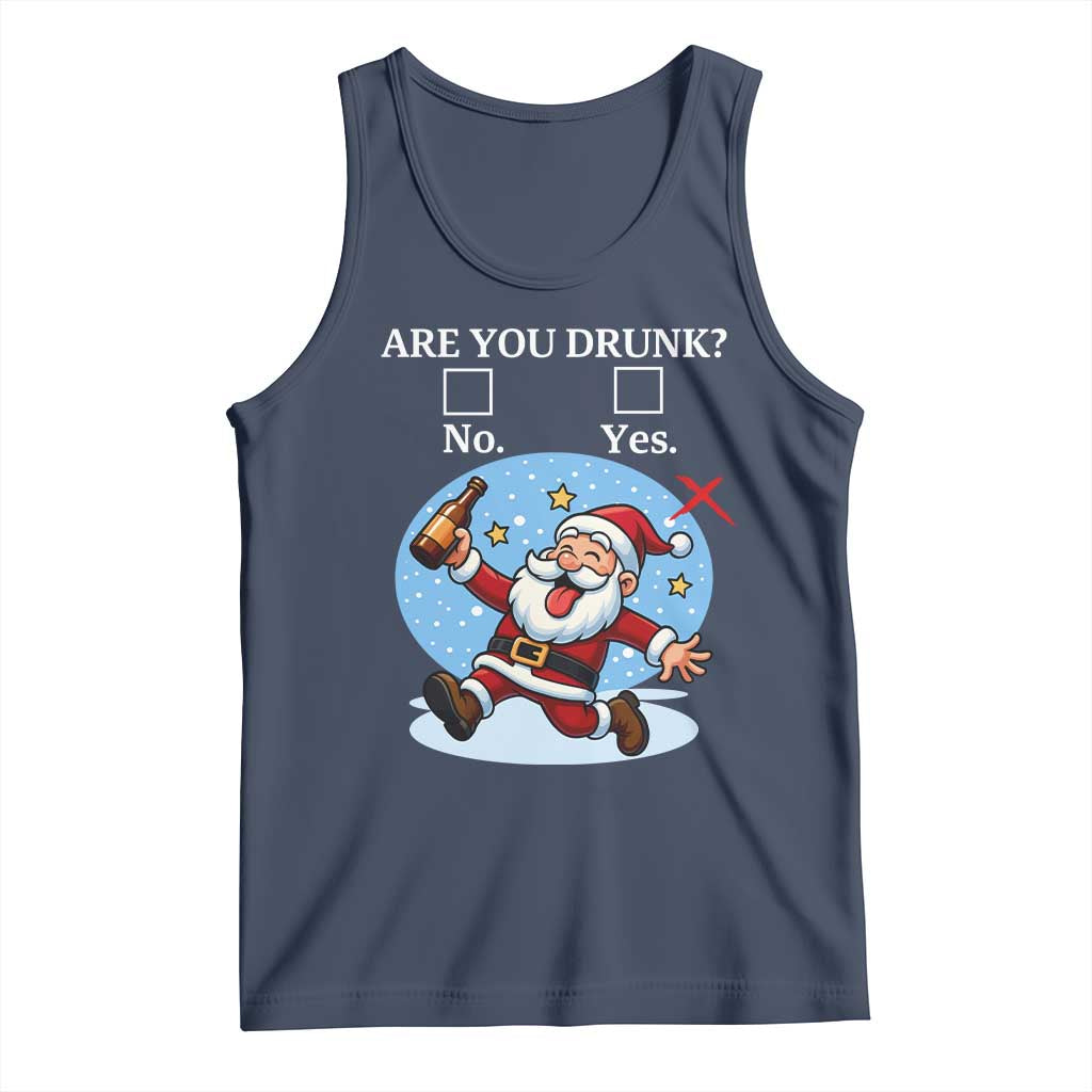 Funny Christmas Drinking Tank Top Are you Drunk Santa TS12 Navy Print Your Wear