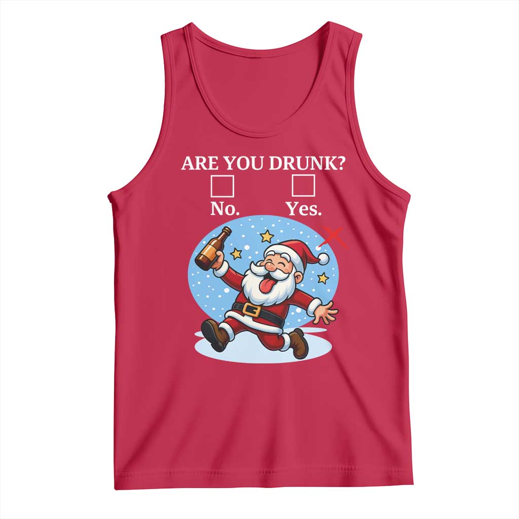 Funny Christmas Drinking Tank Top Are you Drunk Santa TS12 Red Print Your Wear