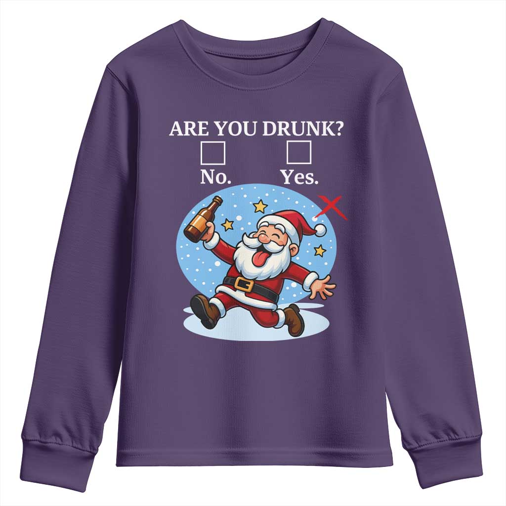 Funny Christmas Drinking Youth Sweatshirt Are you Drunk Santa TS12 Purple Print Your Wear