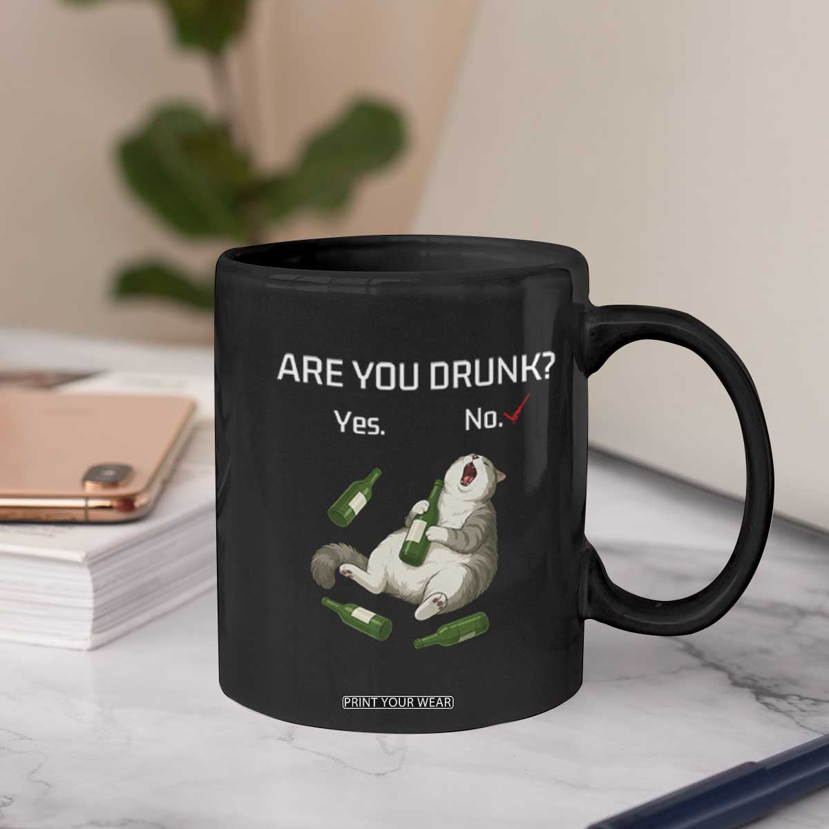 Cat Lover Humor Coffee Mug Are You Drunk Funny Beer Gift TS12 Print Your Wear