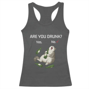 Cat Lover Humor Racerback Tank Top Are You Drunk Funny Beer Gift TS12 Dark Heather Print Your Wear