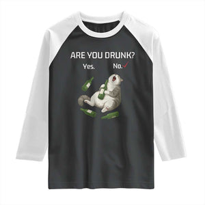 Cat Lover Humor Raglan Shirt Are You Drunk Funny Beer Gift TS12 Black White Print Your Wear