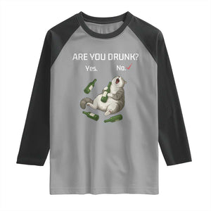 Cat Lover Humor Raglan Shirt Are You Drunk Funny Beer Gift TS12 Sport Gray Black Print Your Wear