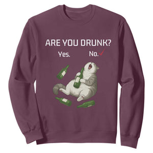 Cat Lover Humor Sweatshirt Are You Drunk Funny Beer Gift TS12 Maroon Print Your Wear