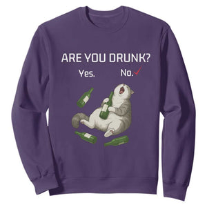 Cat Lover Humor Sweatshirt Are You Drunk Funny Beer Gift TS12 Purple Print Your Wear