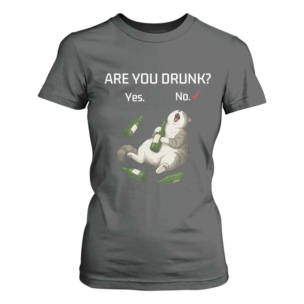 Cat Lover Humor T Shirt For Women Are You Drunk Funny Beer Gift TS12 Dark Heather Print Your Wear