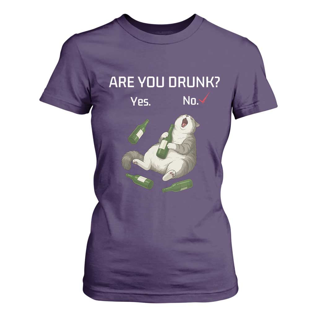 Cat Lover Humor T Shirt For Women Are You Drunk Funny Beer Gift TS12 Purple Print Your Wear