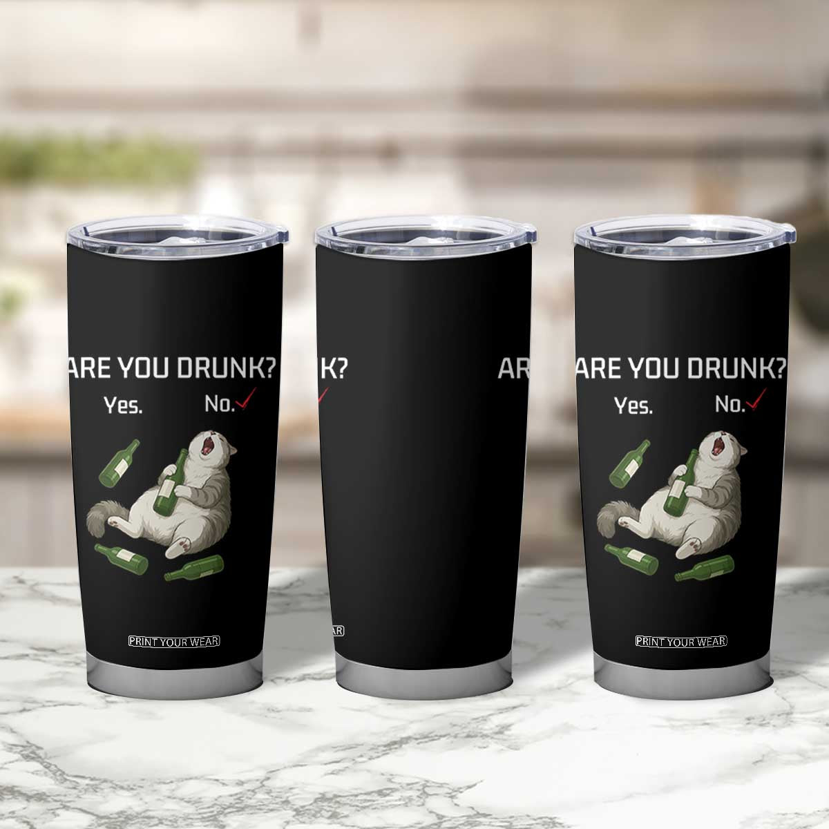 Cat Lover Humor Tumbler Cup Are You Drunk Funny Beer Gift TS12 Print Your Wear