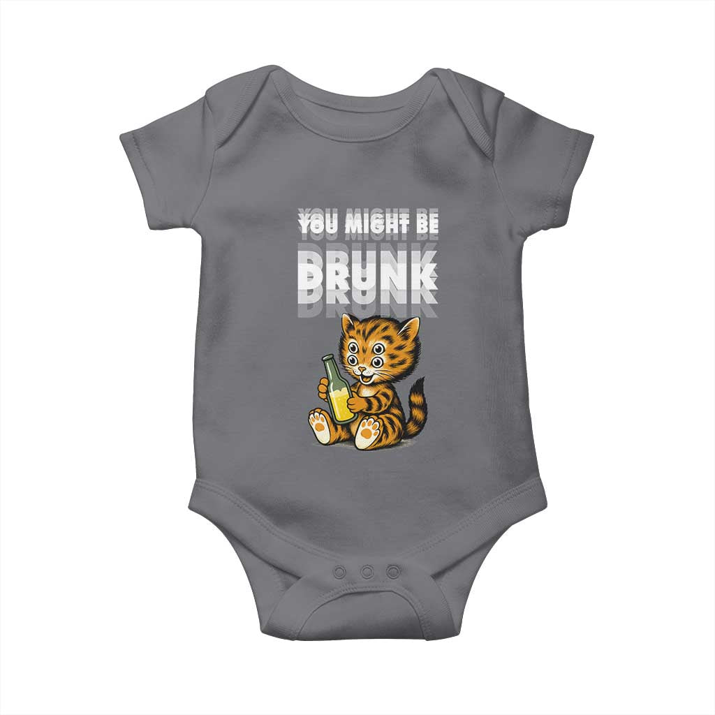 Funny Cat Drinking Beer Baby Onesie You Might Be Drunk TS12 Charcoal Print Your Wear