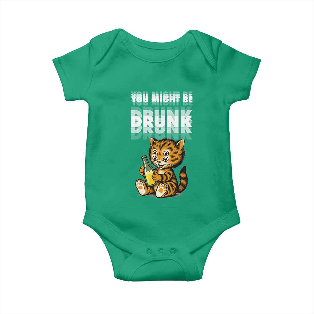 Funny Cat Drinking Beer Baby Onesie You Might Be Drunk TS12 Irish Green Print Your Wear