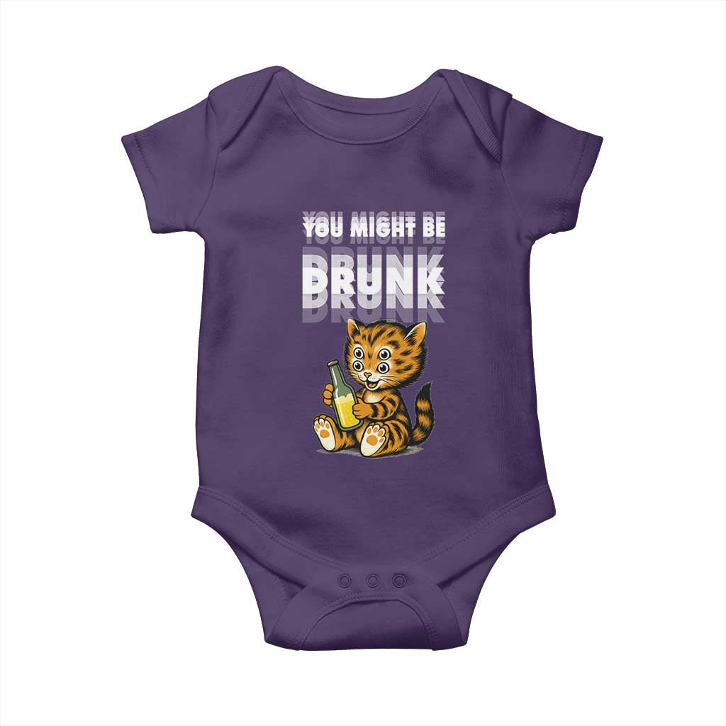 Funny Cat Drinking Beer Baby Onesie You Might Be Drunk TS12 Purple Print Your Wear