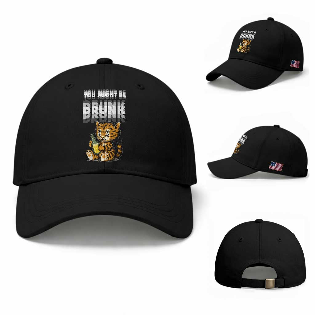Funny Cat Drinking Beer Baseball Cap You Might Be Drunk TS12 Baseball Cap Universal Fit Black Print Your Wear