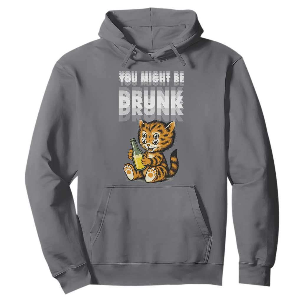 Funny Cat Drinking Beer Hoodie You Might Be Drunk TS12 Charcoal Print Your Wear