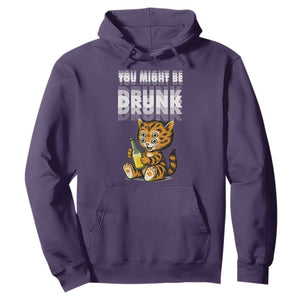 Funny Cat Drinking Beer Hoodie You Might Be Drunk TS12 Purple Print Your Wear