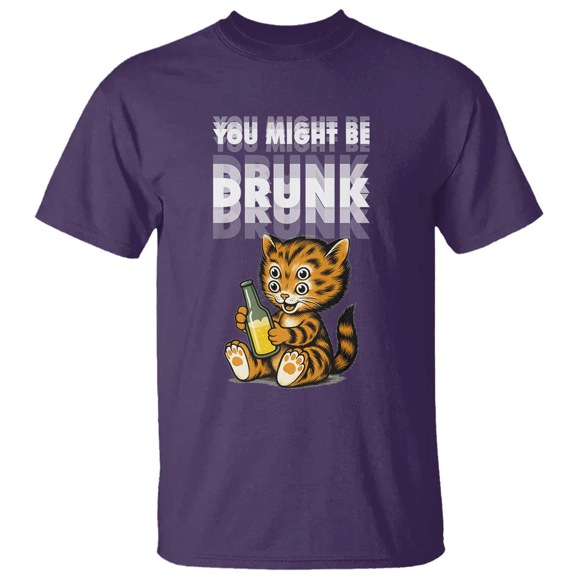 Funny Cat Drinking Beer T Shirt You Might Be Drunk TS12 Purple Print Your Wear