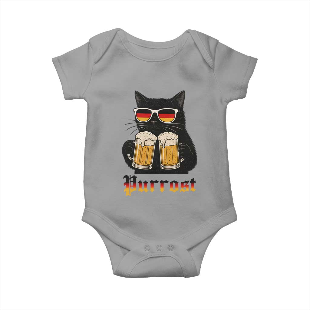 Oktoberfest Prost Cat Drinking Baby Onesie Funny Purrost German Beer Gift TS12 Sport Gray Print Your Wear