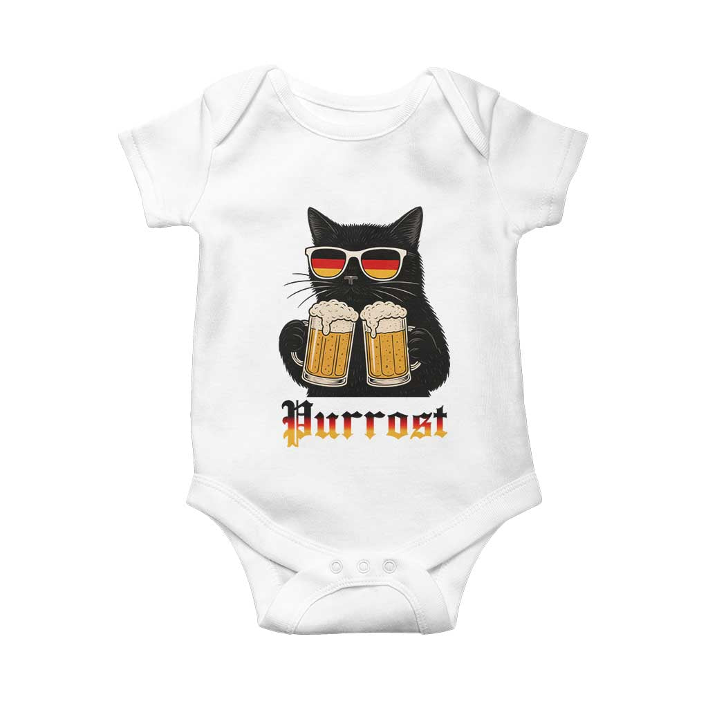 Oktoberfest Prost Cat Drinking Baby Onesie Funny Purrost German Beer Gift TS12 White Print Your Wear