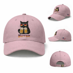 Oktoberfest Prost Cat Drinking Baseball Cap Funny Purrost German Beer Gift TS12 Baseball Cap Universal Fit Light Pink Print Your Wear