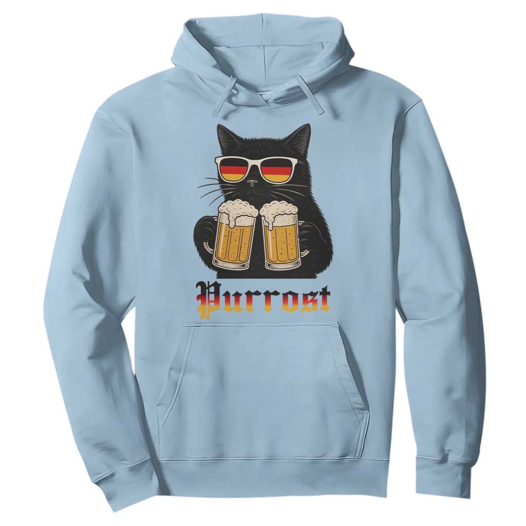 Oktoberfest Prost Cat Drinking Hoodie Funny Purrost German Beer Gift TS12 Light Blue Print Your Wear