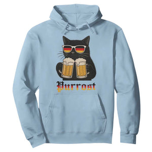 Oktoberfest Prost Cat Drinking Hoodie Funny Purrost German Beer Gift TS12 Light Blue Print Your Wear