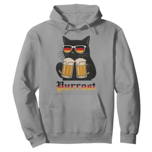 Oktoberfest Prost Cat Drinking Hoodie Funny Purrost German Beer Gift TS12 Sport Gray Print Your Wear