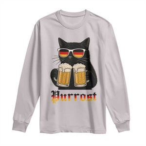 Oktoberfest Prost Cat Drinking Long Sleeve Shirt Funny Purrost German Beer Gift TS12 Ice Gray Print Your Wear