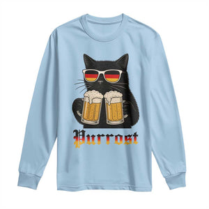 Oktoberfest Prost Cat Drinking Long Sleeve Shirt Funny Purrost German Beer Gift TS12 Light Blue Print Your Wear