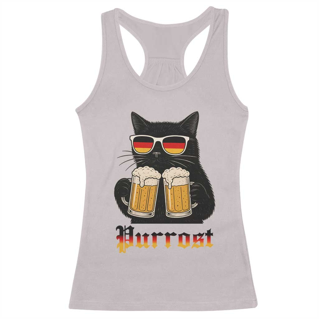 Oktoberfest Prost Cat Drinking Racerback Tank Top Funny Purrost German Beer Gift TS12 Ice Gray Print Your Wear