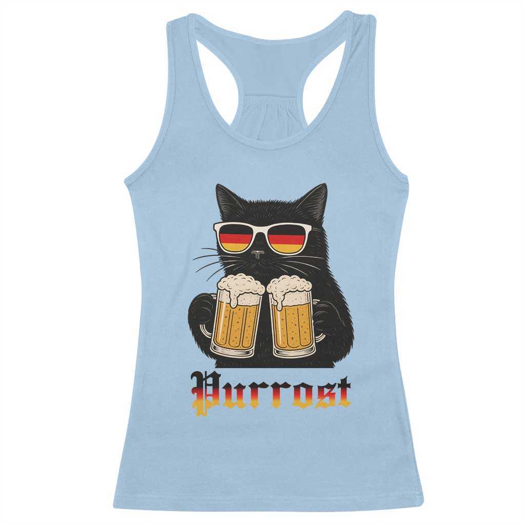 Oktoberfest Prost Cat Drinking Racerback Tank Top Funny Purrost German Beer Gift TS12 Light Blue Print Your Wear