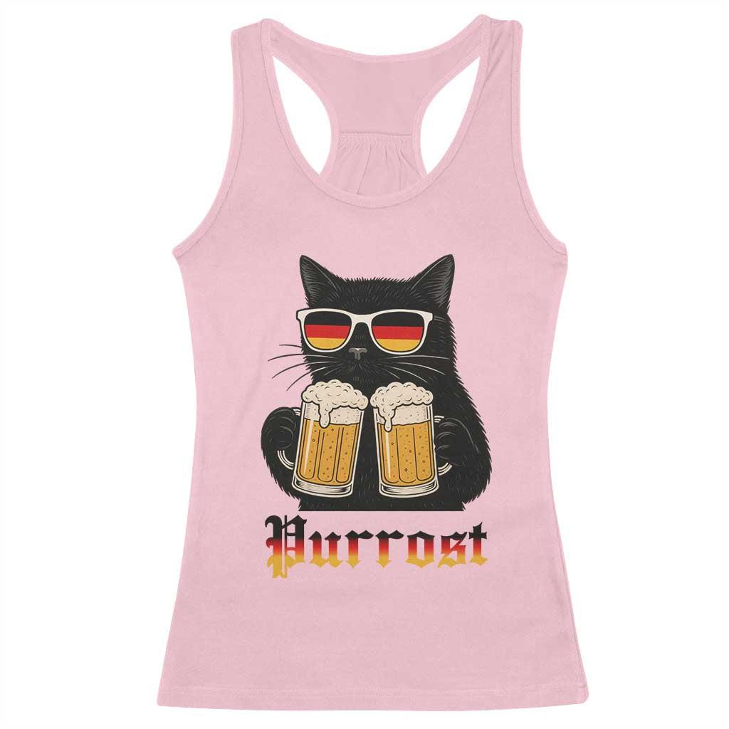 Oktoberfest Prost Cat Drinking Racerback Tank Top Funny Purrost German Beer Gift TS12 Light Pink Print Your Wear