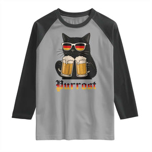 Oktoberfest Prost Cat Drinking Raglan Shirt Funny Purrost German Beer Gift TS12 Sport Gray Black Print Your Wear