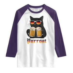 Oktoberfest Prost Cat Drinking Raglan Shirt Funny Purrost German Beer Gift TS12 White Purple Print Your Wear