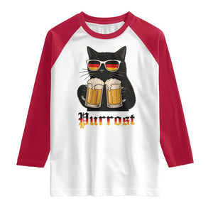 Oktoberfest Prost Cat Drinking Raglan Shirt Funny Purrost German Beer Gift TS12 White Red Print Your Wear