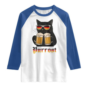 Oktoberfest Prost Cat Drinking Raglan Shirt Funny Purrost German Beer Gift TS12 White Royal Print Your Wear