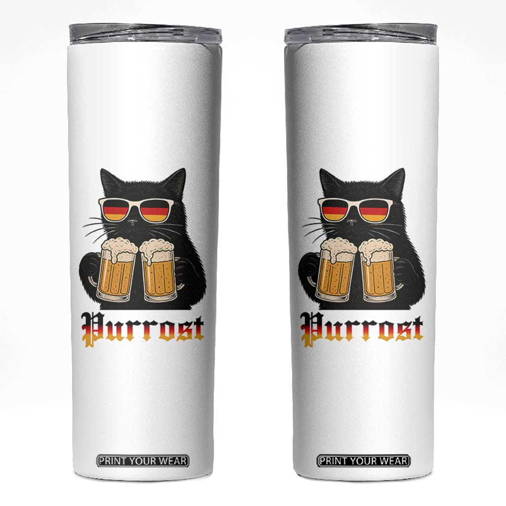 Oktoberfest Prost Cat Drinking Skinny Tumbler Funny Purrost German Beer Gift TS12 White Print Your Wear