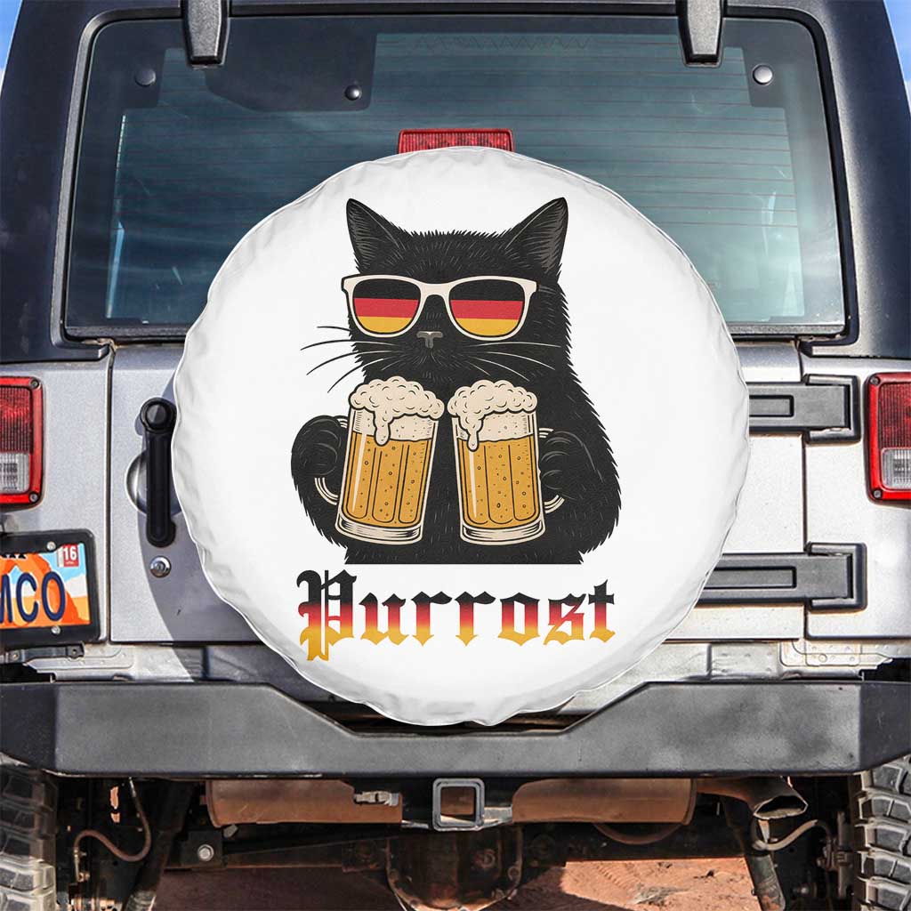 Oktoberfest Prost Cat Drinking Spare Tire Cover Funny Purrost German Beer Gift TS12 No hole White Print Your Wear