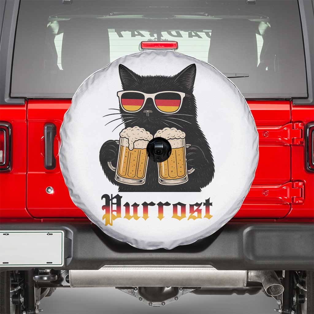 Oktoberfest Prost Cat Drinking Spare Tire Cover Funny Purrost German Beer Gift TS12 White Print Your Wear