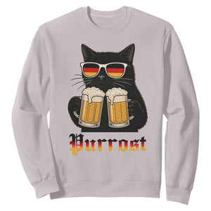 Oktoberfest Prost Cat Drinking Sweatshirt Funny Purrost German Beer Gift TS12 Ice Gray Print Your Wear