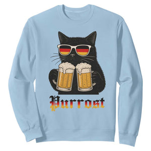 Oktoberfest Prost Cat Drinking Sweatshirt Funny Purrost German Beer Gift TS12 Light Blue Print Your Wear