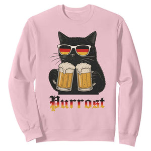 Oktoberfest Prost Cat Drinking Sweatshirt Funny Purrost German Beer Gift TS12 Light Pink Print Your Wear