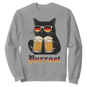 Oktoberfest Prost Cat Drinking Sweatshirt Funny Purrost German Beer Gift TS12 Sport Gray Print Your Wear