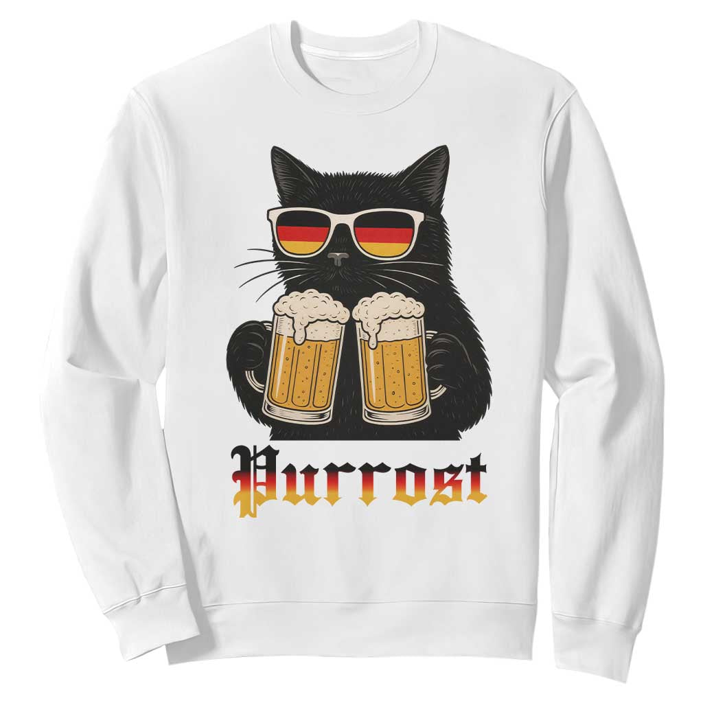 Oktoberfest Prost Cat Drinking Sweatshirt Funny Purrost German Beer Gift TS12 White Print Your Wear
