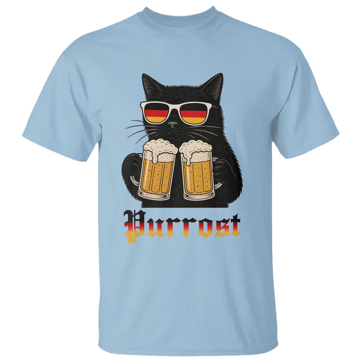 Oktoberfest Prost Cat Drinking T Shirt Funny Purrost German Beer Gift TS12 Light Blue Print Your Wear