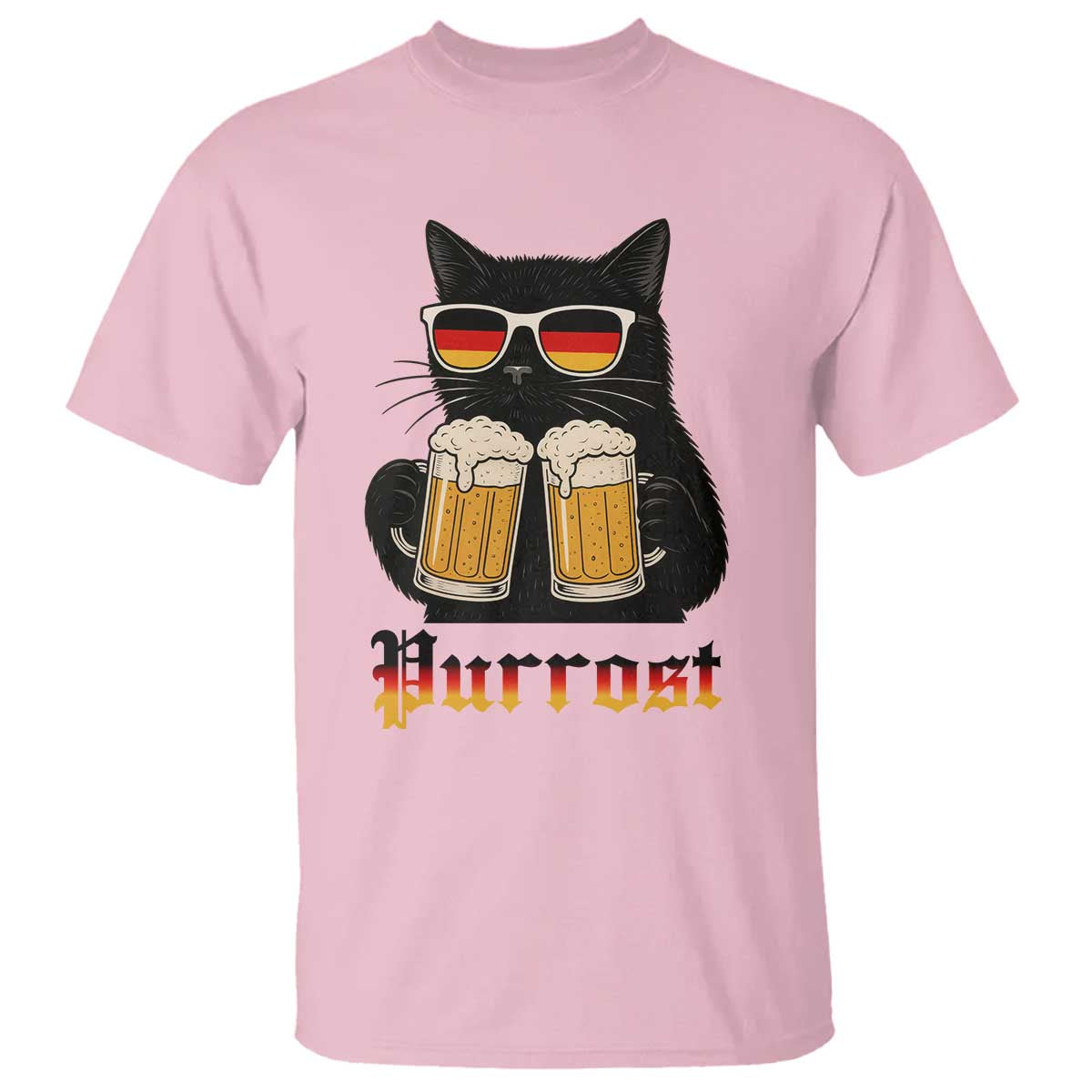 Oktoberfest Prost Cat Drinking T Shirt Funny Purrost German Beer Gift TS12 Light Pink Print Your Wear
