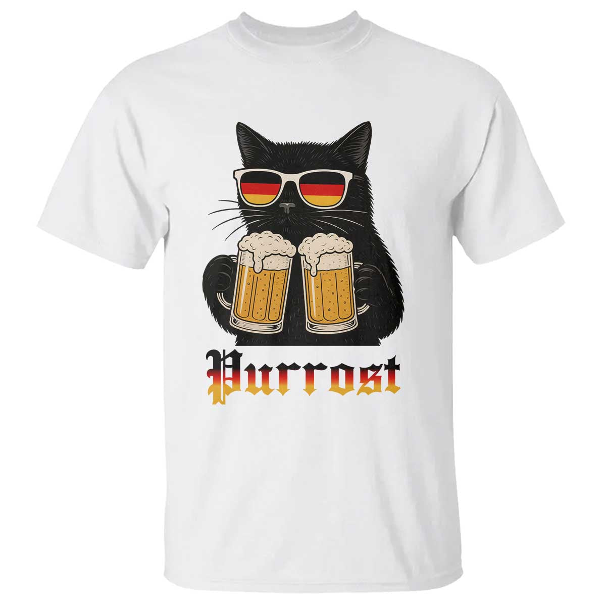 Oktoberfest Prost Cat Drinking T Shirt Funny Purrost German Beer Gift TS12 White Print Your Wear