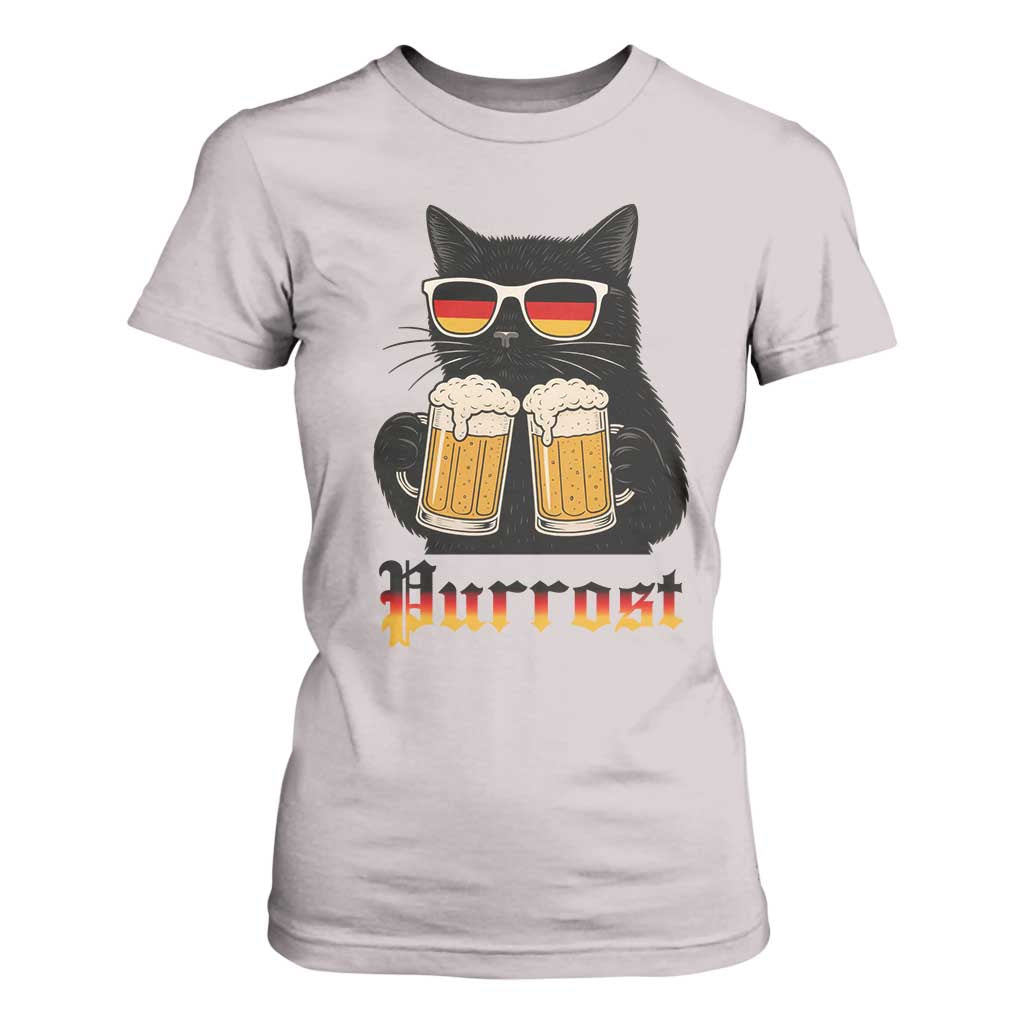 Oktoberfest Prost Cat Drinking T Shirt For Women Funny Purrost German Beer Gift TS12 Ice Gray Print Your Wear